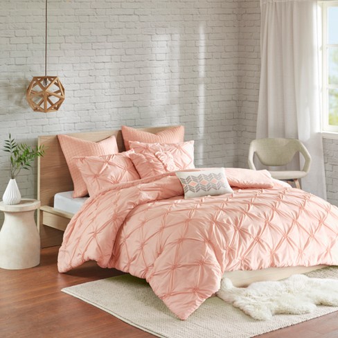 Pink Stella Embroidered Duvet Cover Set Full Queen 7pc Target