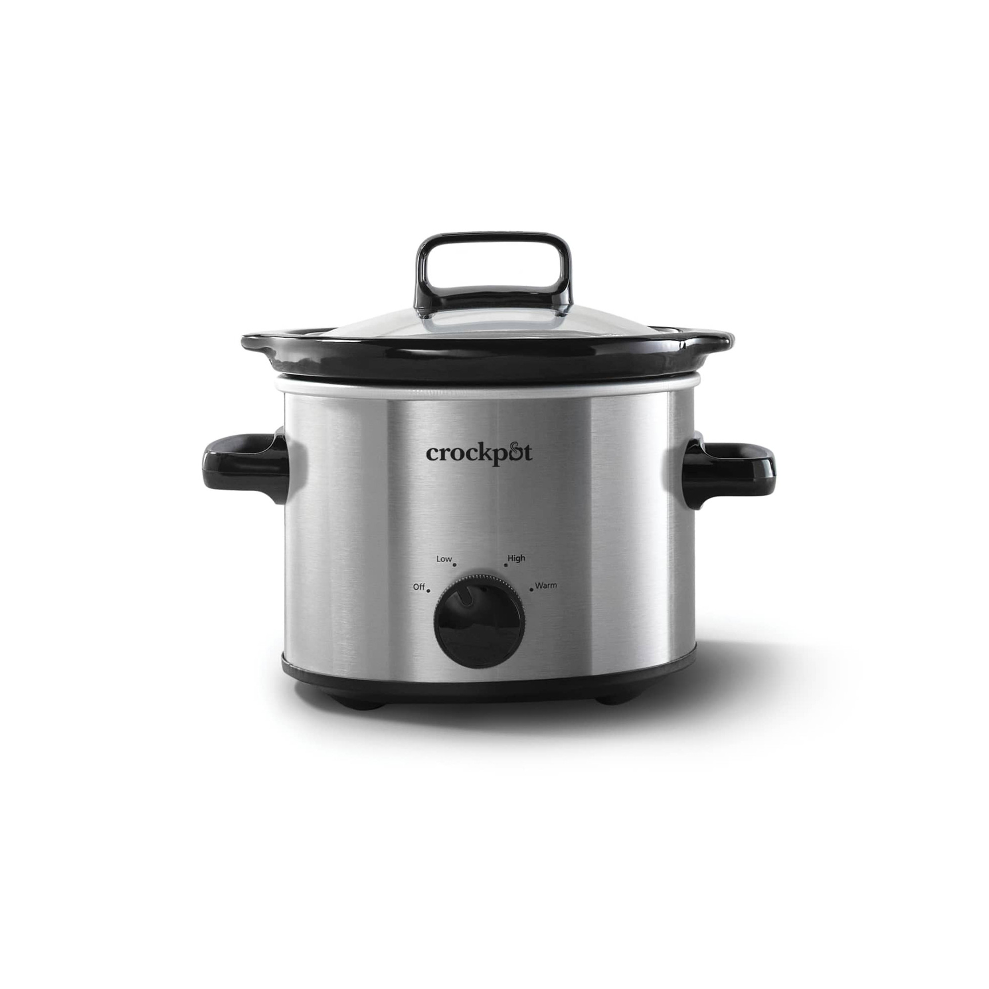 Crock-Pot 2qt Manual Slow Cooker - Stainless Steel: 3 Settings, Reheat & Warmer, Stay-Cool Handles, Dishwasher-Safe Parts