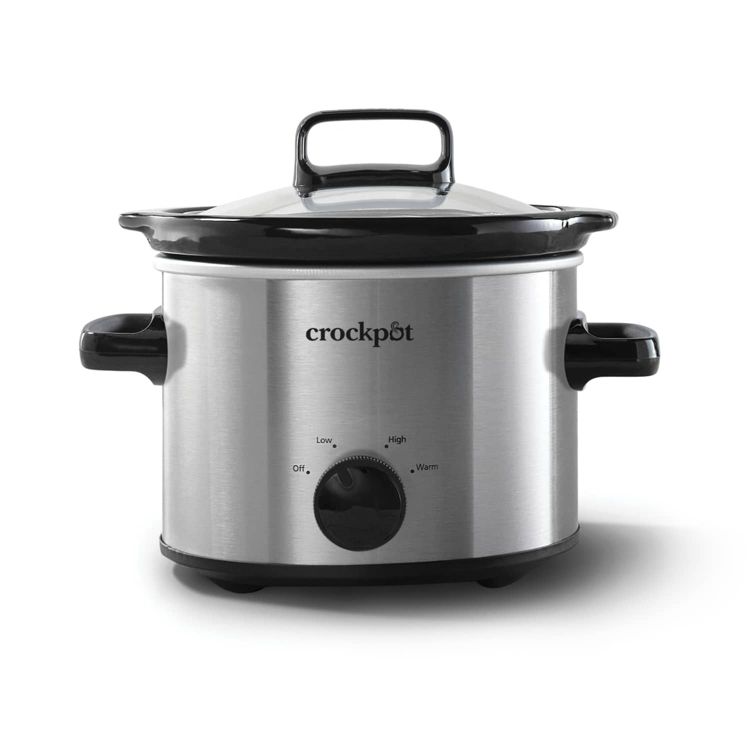 Crock-Pot 2qt Manual Slow Cooker - Stainless Steel: 3 Settings, Reheat & Warmer, Stay-Cool Handles, Dishwasher-Safe Parts, 1 of 7