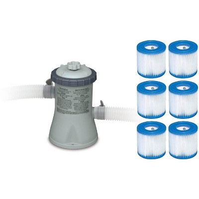 Intex 330 GPH Easy Set Swimming Pool Filter Pump with Six Replacement Cartridges