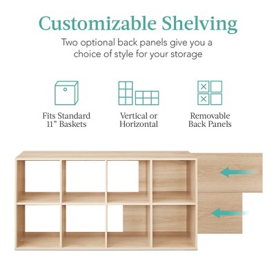 Light Oak 8-Cube Storage Organizer with Removable Panels