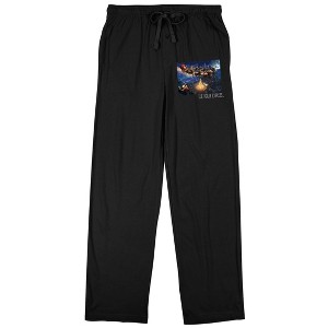 Polar Express Santa Flying Sleigh Men's black Sleep Pajama Pants - 1 of 2