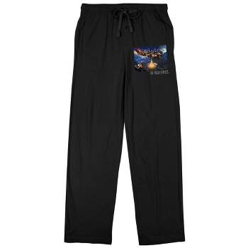 Polar Express Santa Flying Sleigh Men's black Sleep Pajama Pants