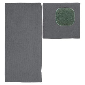 Ultra Absorbent Solid Microfiber Kitchen Towel With Scrubber Cloth Stainless - Mu Kitchen, Gray