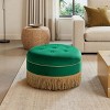 Jennifer Taylor Home Yolanda 24" Round Upholstered Accent Ottoman, Peach Orange Velvet with Gold Trim - 4 of 4