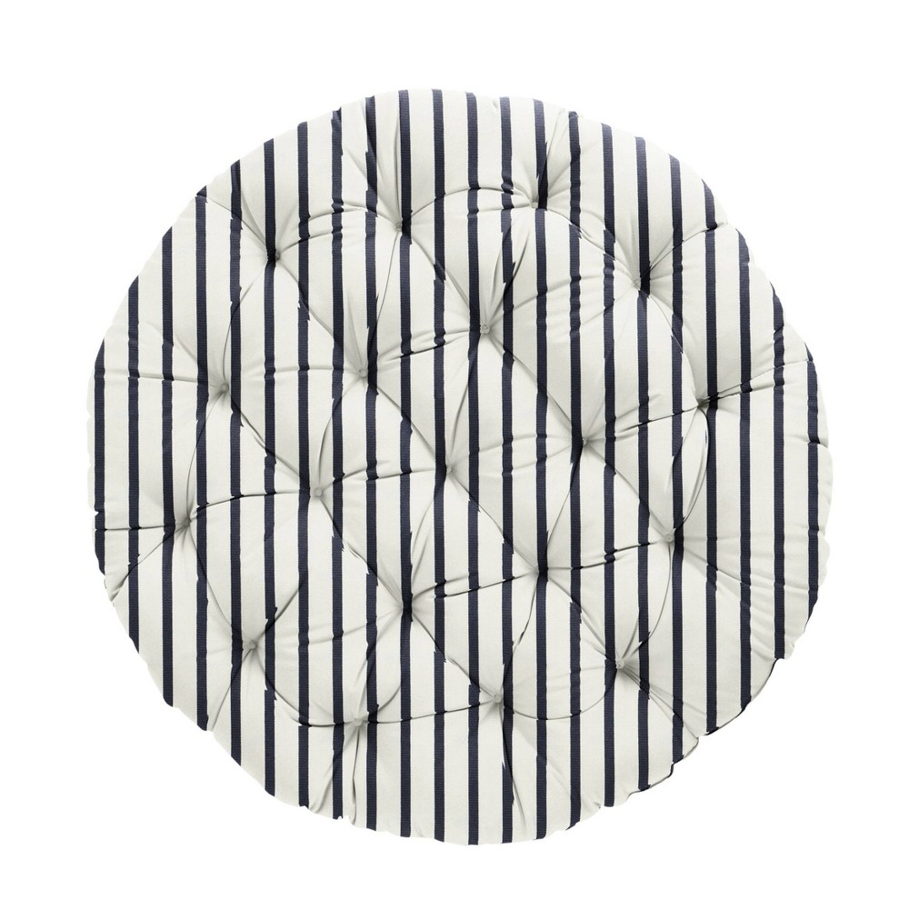 Sunbrella Indoor/Outdoor Papasan Cushion Lido Indigo - Sorra Home: UV & Water-Resistant, Stripe Pattern