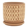 Sagebrook Home 6" Wide 2pc Cross Planter Pots with Saucer Tan: Ceramic, Freestanding, Indoor & Outdoor Use - 4 of 4