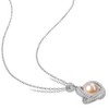 EVERLY JEWELRY | Sterling Silver 10.5-11mm Pink Cultured Freshwater Pearl and 3/4 CT TGW Cubic Zirconia Interlaced Halo Necklace, 18" - 2 of 4