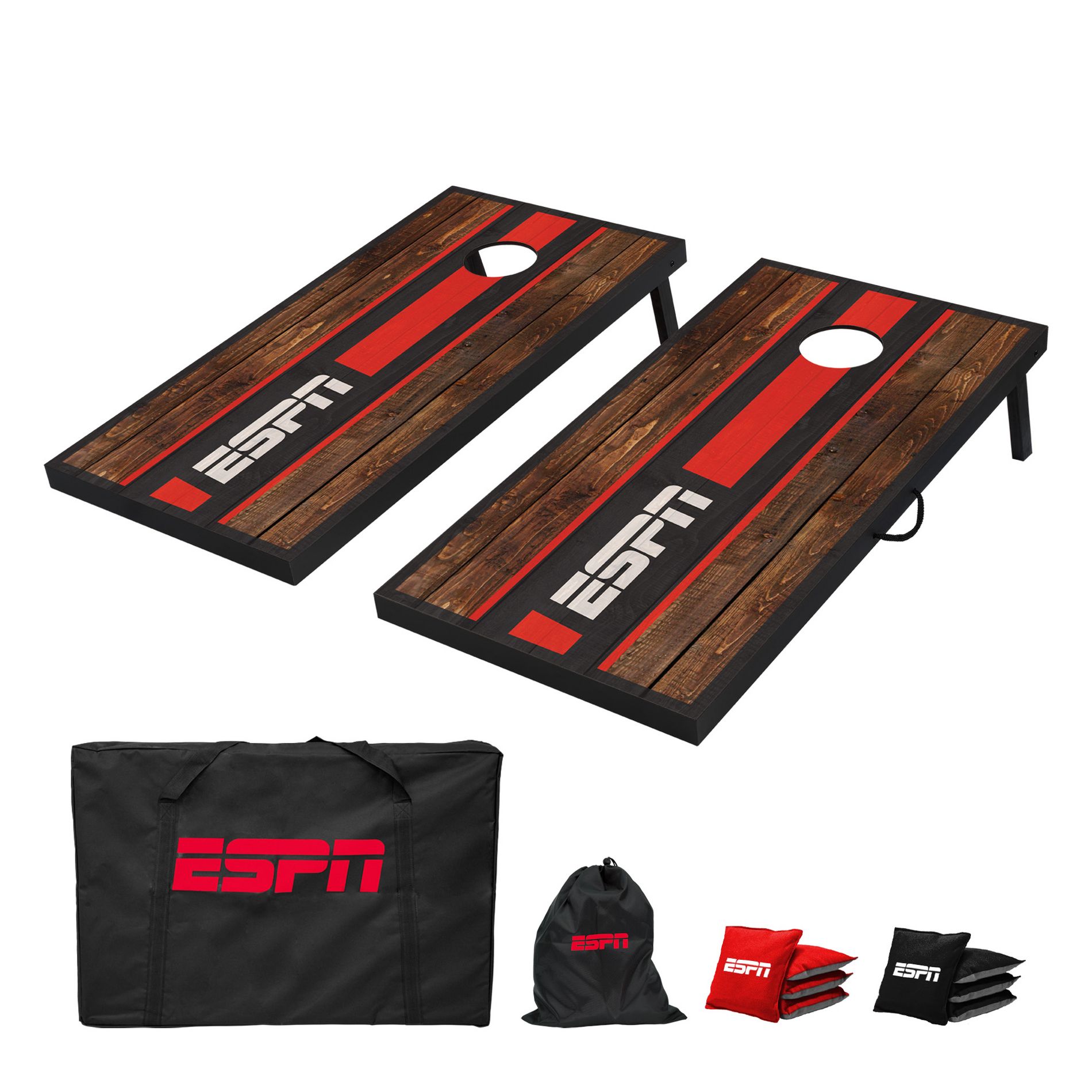 ESPN Cornhole Board Set, 2’x4’ Wood Cornhole Boards Includes Cornhole Bags and Travel Case (ES-CH320.EXv24)