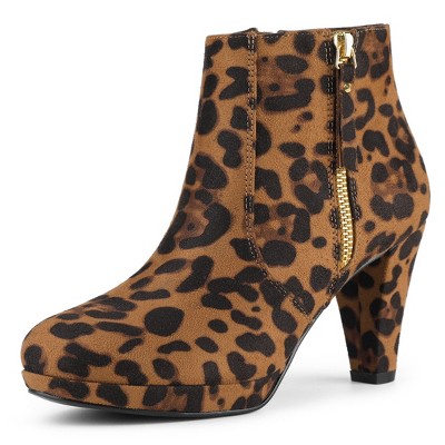 Allegra K Women's Round Toe Side Zip Low Platform Chunky Heel Ankle Booties