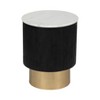 Modern Accent Table with Marble Top & Metal Base - Contemporary Wood Side Table for Living Room, Bedroom, Home & Office - 20" Black & White - 2 of 4