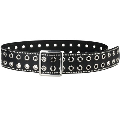INSPIRE CHIC Women's Grommet Dresses Metal Pin Buckle Wide Waist Belt