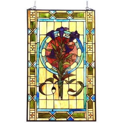 Chloe Lighting Tiffany-Glass Tulips Design Window Panel 20x32