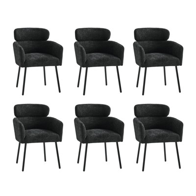 Curt Boucle Elevated Backrest Dining Chair with Metal Legs Set of 6 | Artful Living Design