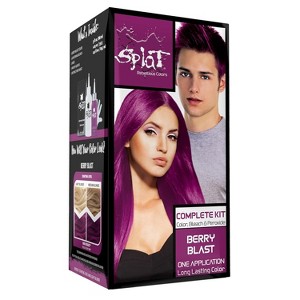 Splat Berry Blast Semi Permanent Hair Dye Kit with Bleach, 1 Application, Includes Purple Pink Hair Dye - 1 of 4