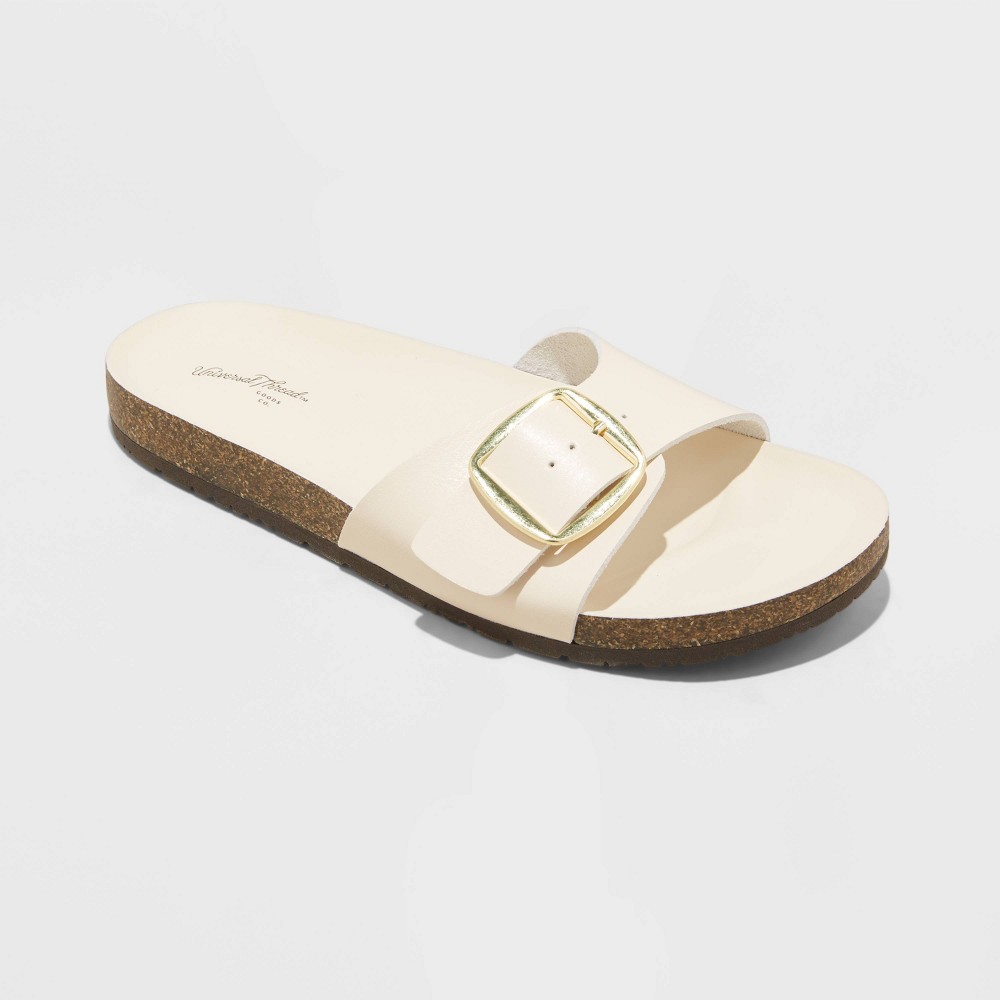 Women's Cameron Single Band Footbed Sandals - Universal Thread™ Cream 7.5