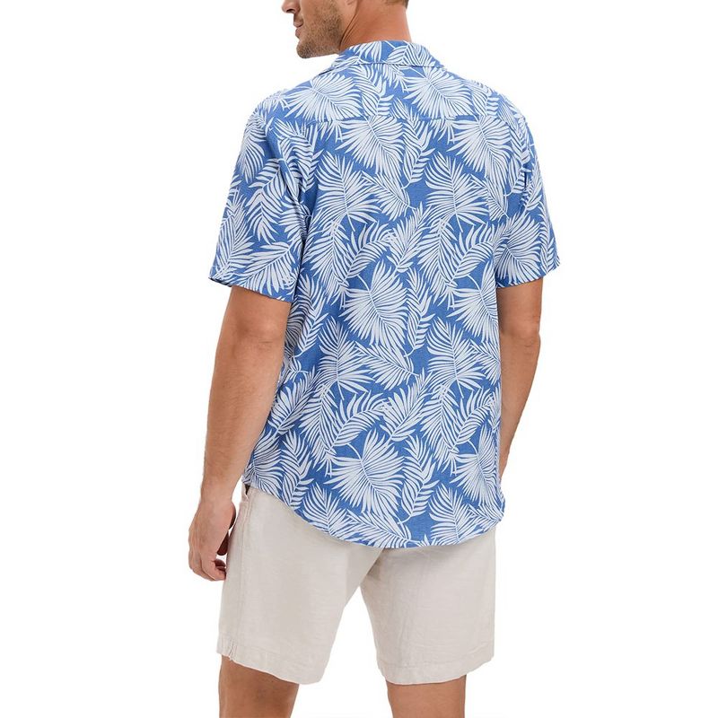 Men's Casual Summer Shirt Button Down Camp Cuban Short Sleeve Beach with Pocket, 3 of 7