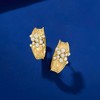Ross-Simons 0.15 ct. t.w. Diamond Cluster Hammered Hoop Earrings in 18kt Gold Over Sterling - 3 of 4