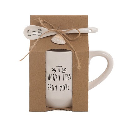 Beachcombers WORRY LESS PRAY MORE MUG with SPOON