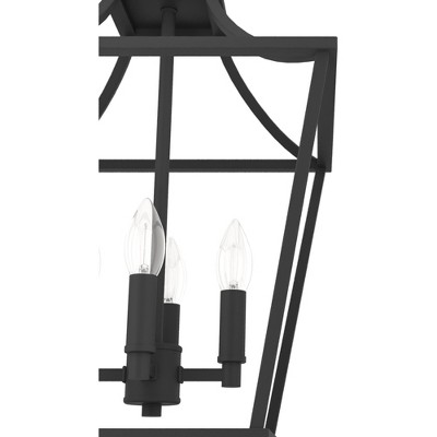Laurel Ridge 12" Black Iron 4-Light Lantern Pendant