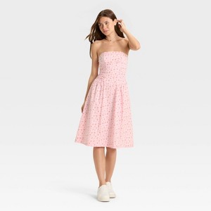 Women's Ruched Poplin Midi Tube Dress - Wild Fable™ - 1 of 3