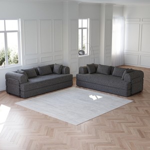 KWPZQEB 78.7'' Convertible Sleeper Sofa Bed with Cylindrical Pillow, Corduroy Folding Couch with Fixed-Shape Frame, Futon Sofa Bed for Living Room - 1 of 4