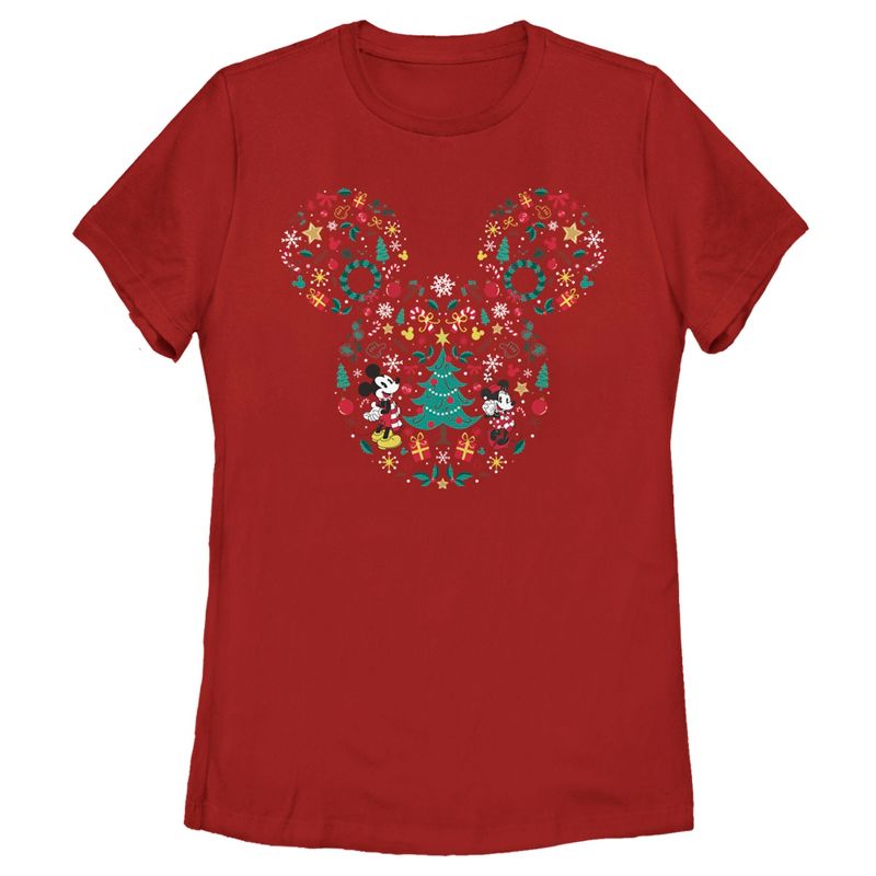 Women's Mickey & Friends Christmas Silhouette T-Shirt, 1 of 5