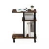 Furinno U-Shape Rolling Storage Cart Sofa Side End Table w/Open Display Shelf,Amber Pine - 2 of 4