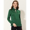 INSPIRE CHIC Women's Work Office Keyhole Elegant Mock Neck Long Sleeve Satin Blouse - 2 of 4
