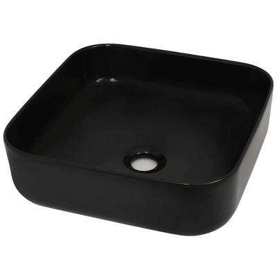 Square Black Ceramic Bathroom Basin 15"x15"x5.3"