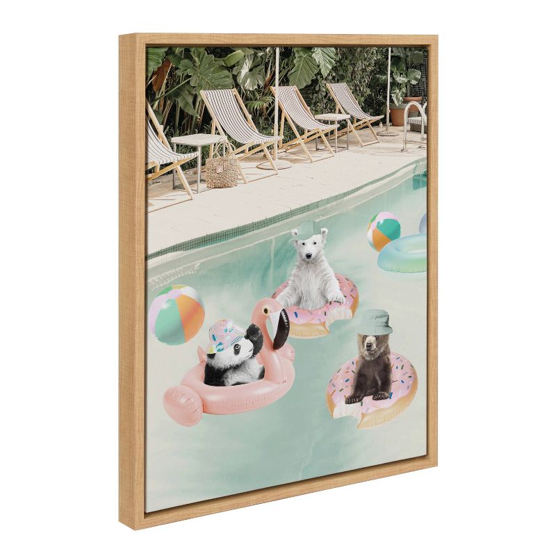 Kate &#38; Laurel All Things Decor 18&#34;x24&#34; Sylvie Pool Party Framed Canvas Wall Art by July Art Prints Natural Animal Pool House, 2 of 7