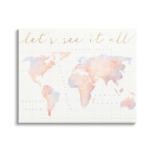 Wall Art by Lil' Rue Let's See It All Pink Map Kids' Unframed Canvas - Stupell Industries: Kids Artwork, MDF, Digital Map - 1 of 4