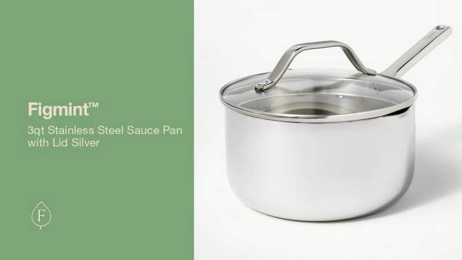 3qt Stainless Steel Sauce Pan with Lid Silver - Figmint&#8482;, 2 of 8, play video