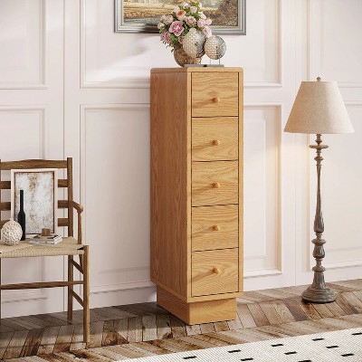 Hommoo 39" Tall 5-Drawer Dresser Brown