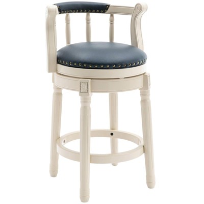 NicBex Seat Height 26 Inch Swivel Bar Stools,Modern Leather Wooden Counter Height Barstools Chair for Home Kitchen,Blue