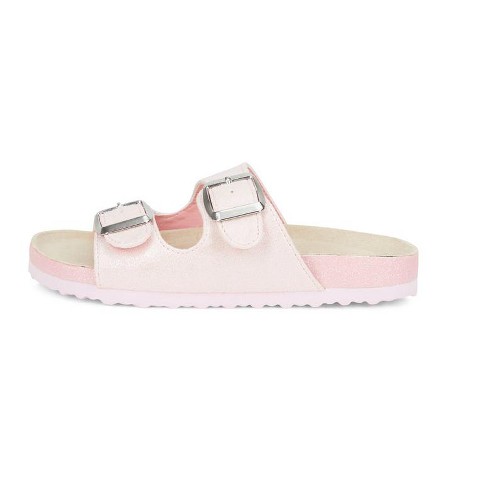 Rampage Girl's Shimmer Leopard Footbed Slide Sandals, Sparkly Flats With  Glitter : Target