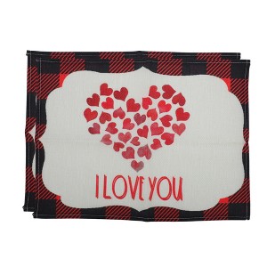 Unique Bargains Christmas Place Mats Linen Red Black White 13 " x 17.7 " 2 Pcs - 1 of 4