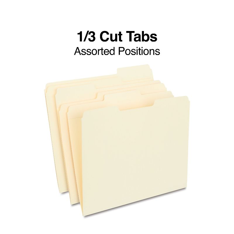 MyOfficeInnovations Manila File Folders with Reinforced Tabs 3 Tab Letter 100/Box 606806, 3 of 5