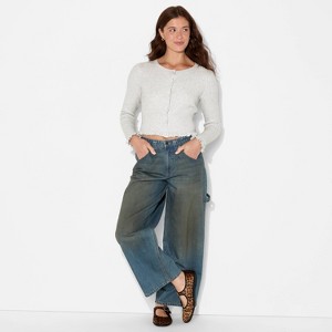 Women's Crewneck Ribbed Cardigan - Wild Fable™ - 1 of 3