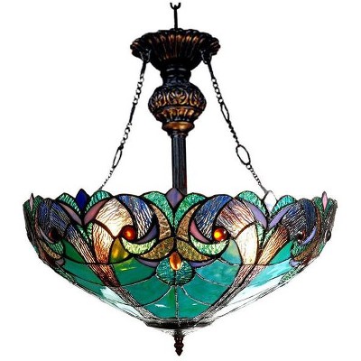 Vintage Bronze 18" Glass Victorian Ceiling Pendant