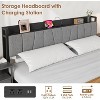 Bed Frame with Headboard, Platform Bed Frame with 2 Storage Drawers and Charging Station, Noise Free, No Box Spring Needed, Black - 3 of 4