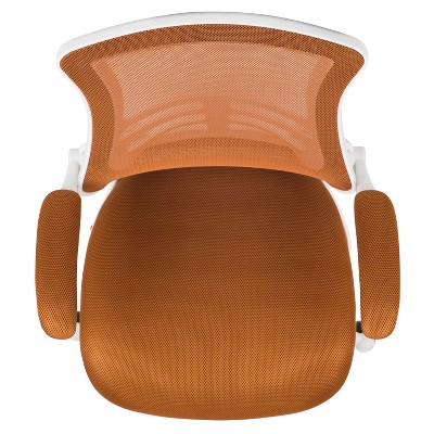 Adjustable Tan Mesh & White Leather Mid-Back Office Chair