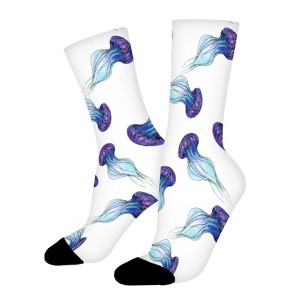 Jellyfish Women Printed Crew Socks Funny Funky Socks Soft Polyester Novelty Gifts for Artists Men - 1 of 1
