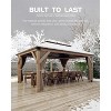 Hard Top Wood Gazebo 10'x12' for All Weather, with Double Metal Roof, Heavy Duty Wooden Frame, Net, and Curtain, Permanent Building - 3 of 4
