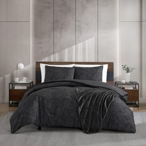 Kenneth Cole Silhouette Floral Charcoal 4 Piece Bonus Comforter Set- King - 1 of 4