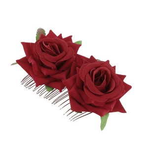 Unique Bargains Women's Portable Simulated Flowers Hair Clip Comb 1 Pc - 1 of 4