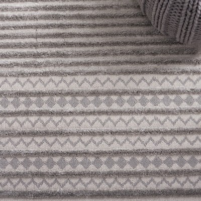 Gray Geometric Flat Woven Synthetic Area Rug