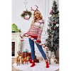 Women's Crewneck Christmas Snow Pattern Sweater, Long Sleeve Striped Knit Top with Embroidery - 4 of 4