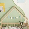 TIRAMISUBEST Twin/Full Size Wood House-Shaped Platform Bed with Fence, Semi-Open Design Kids Floor Bed Frame - 4 of 4