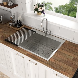 Gulches 28" Drop-in Topmount Single Bowl Sink, 16 Gauge T304 Stainless Steel, Brushed Satin Finish - 1 of 4